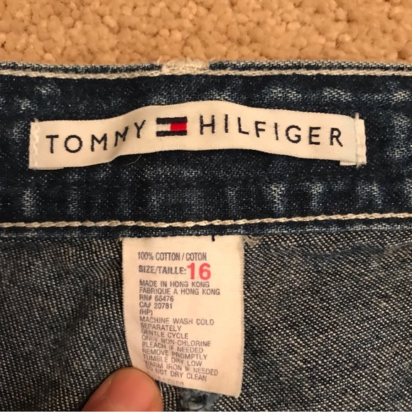 Tommy Hilfiger High Waist Blue Jeans Vintage Size 16 Fits Like 12 Cropped y2k - Picture 12 of 12